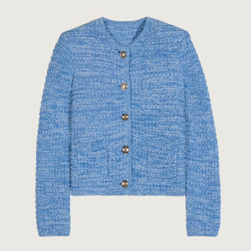 BEST Ba&sh Gaspard Knit Cardigan Small Blue French Classic - Picture 8 of 10